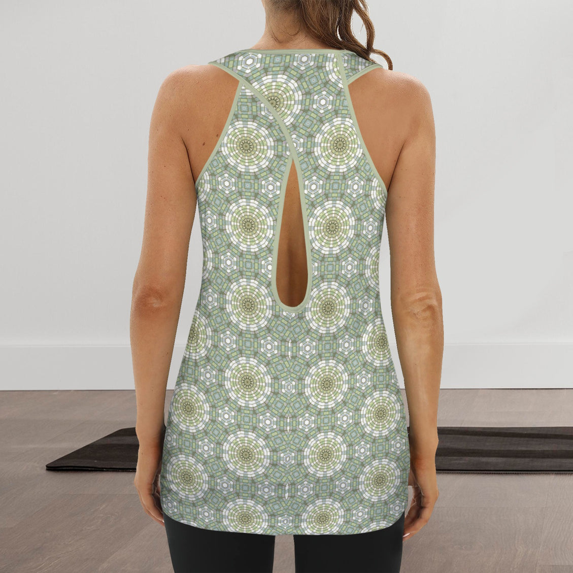 Cross Back Tank Carnival Tile Green and Yellow