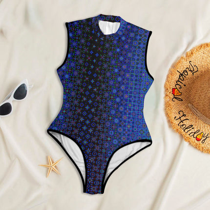 One Piece Back Zip Paddlesuit Blue Lights