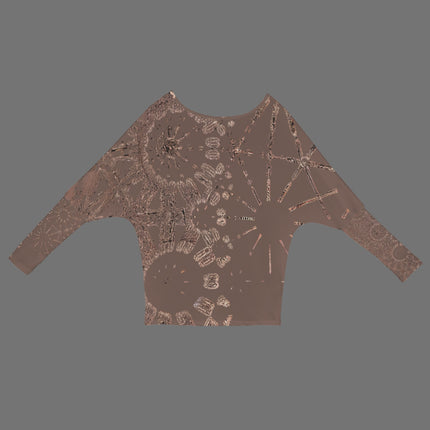 Batwing Long Sleeve Top Coffee and Copper Graphic