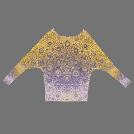 Batwing Long Sleeve Top Purple & Gold