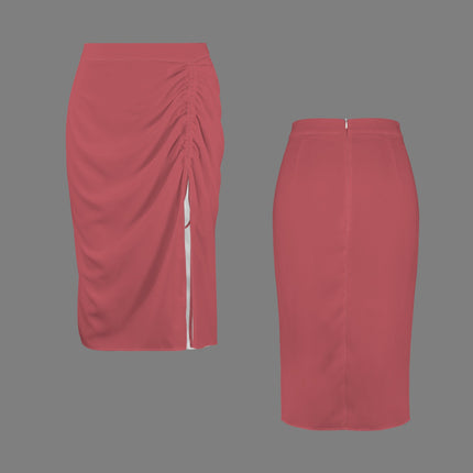 Drawstring Ruched Skirt Buffalo Berry Red