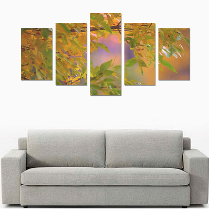 Fall Leaves Wyoming 5 Piece Wall Art Canvas