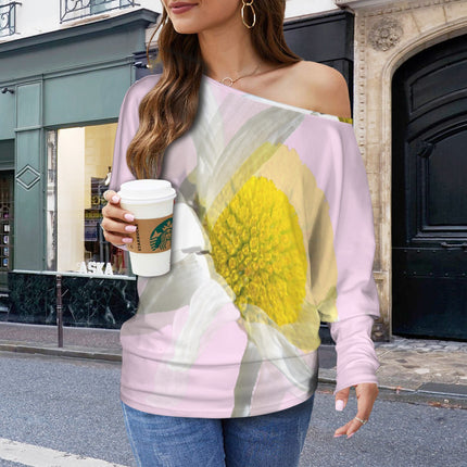 Batwing Long Sleeve Sweater Daisy Watercolor Pink