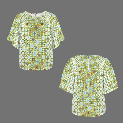 Bell Sleeve Blouse Buffalo Berries Green Cascade