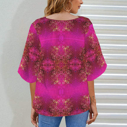 Draped Neck Blouse Orchids