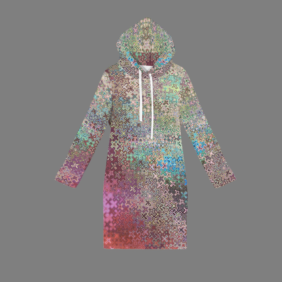 Hoodie Dress Pheasant Feathers Pink Multi Ombre