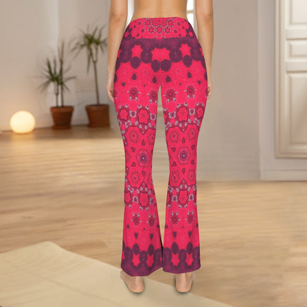 Flare Leggings Red Hollyhocks