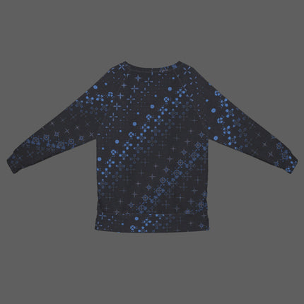 Crew Neck Long Sleeve Side Zip Sweatshirt Black and Blue