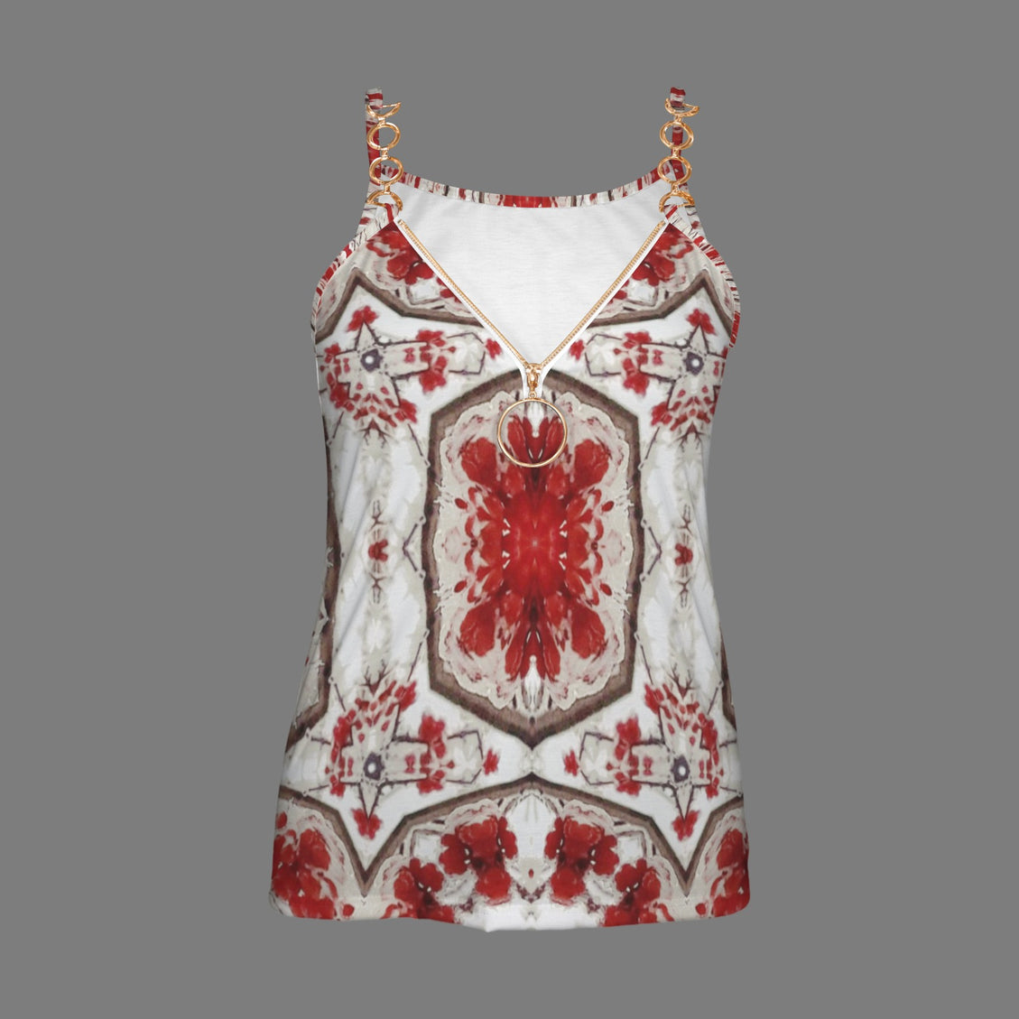 V Neck Chain Cami Frosty Buffalo Berries Geometric