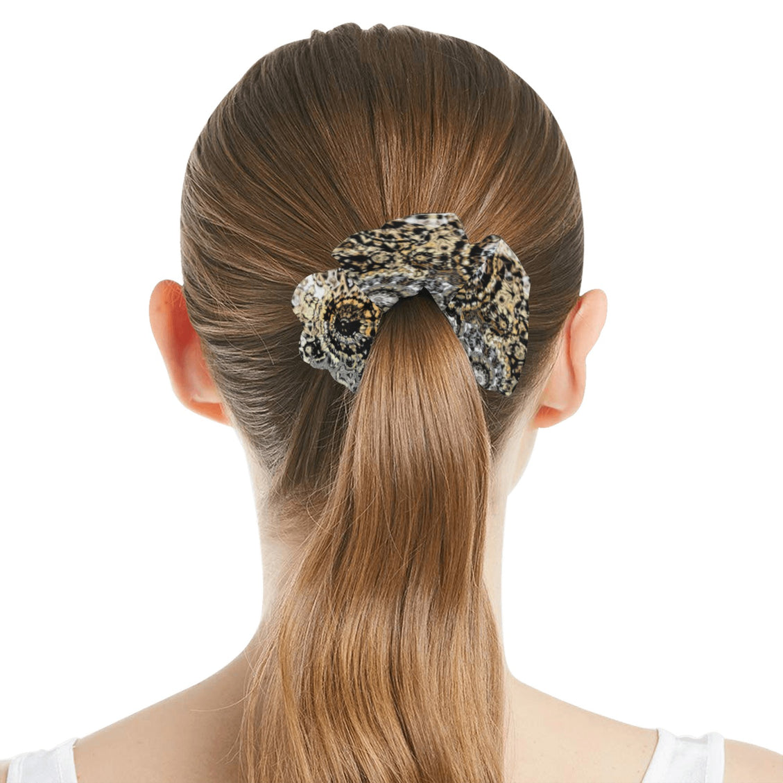 Scrunchie Shimmering Feathers Gold and Gray