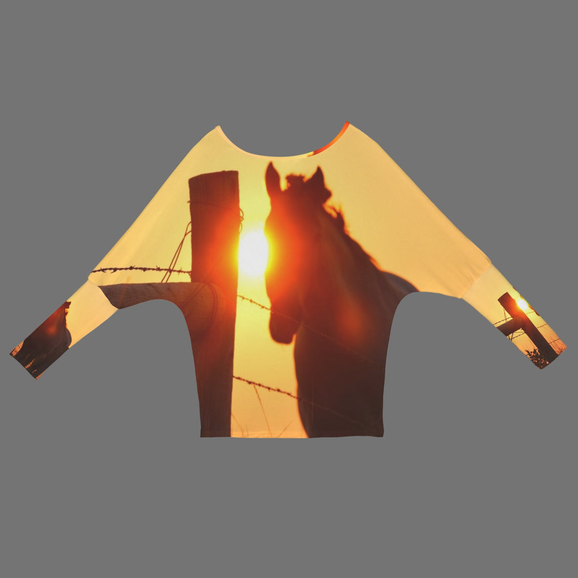 Batwing Long Sleeve Top Horse Sunset