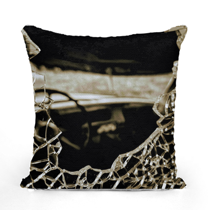 Shattered Windshield Sequin Cushion Cover