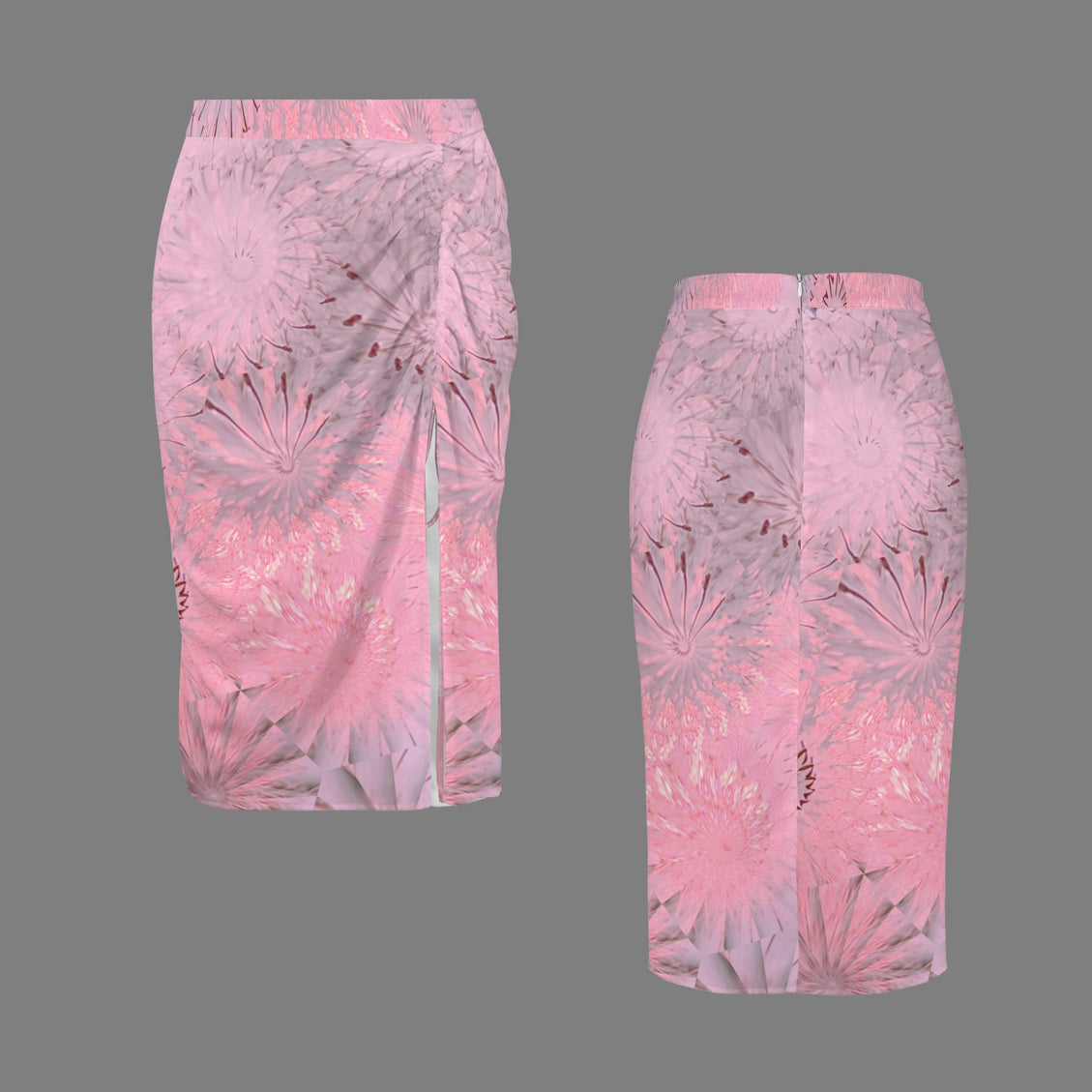 Drawstring Ruched Skirt Pink Purple Swirl