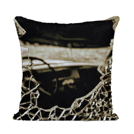 Shattered Windshield Sequin Cushion Cover