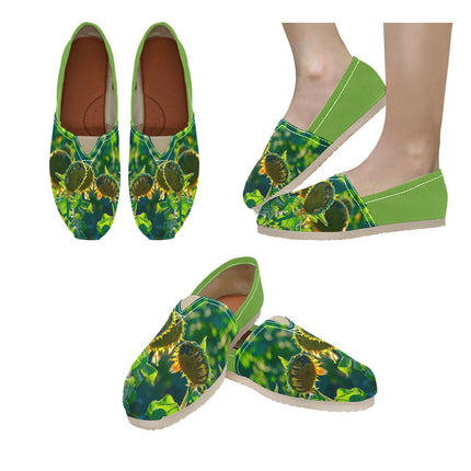 Espadrilles Canvas Sunflowers Green Two Tone