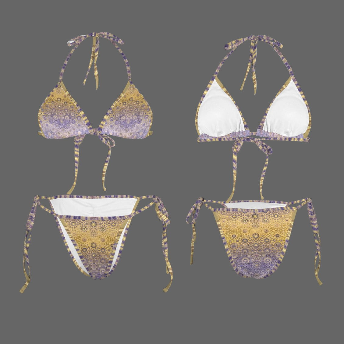 String Bikini Lake Reflections Gold and Purple