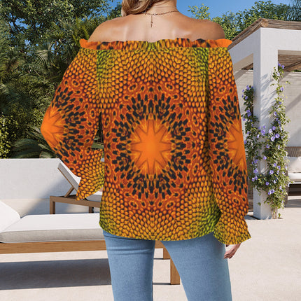 Off Shoulder Lantern Sleeve Blouse Sunflower Orange