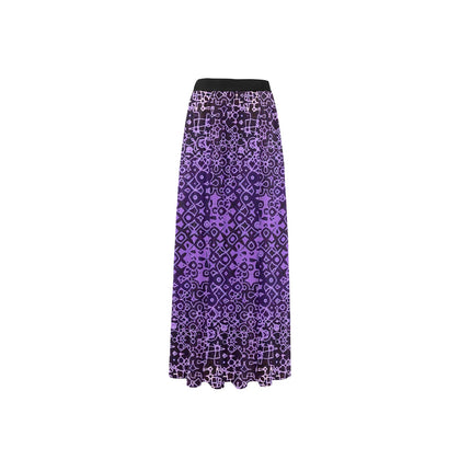 Beach Cover Up Split Skirt Purple and Black Abstract