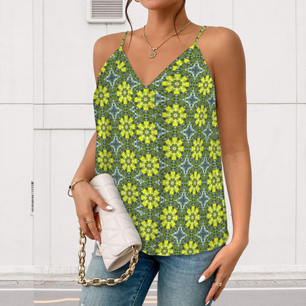 V Neck Cami Green & Yellow