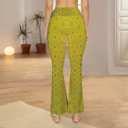 Flare Leggings Fall Leaves Green & Gold