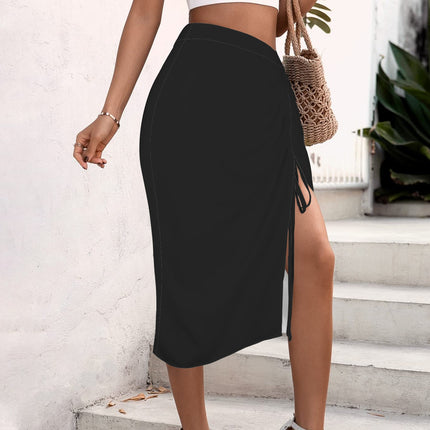 Drawstring Ruched Skirt Black