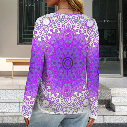 Long Sleeve V Neck Top Bergamot Medallion