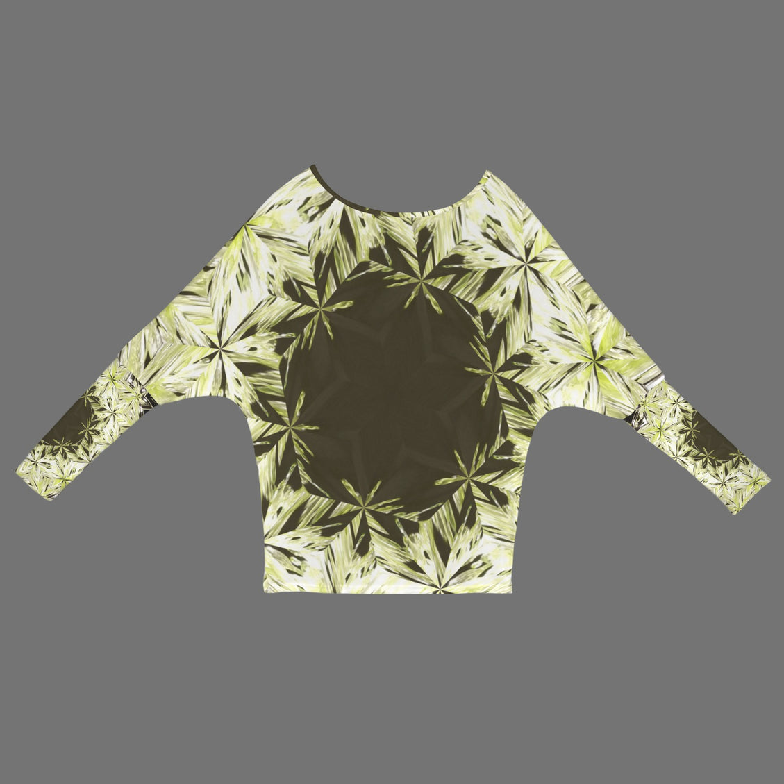 Batwing Long Sleeve Top Green Glass on Black