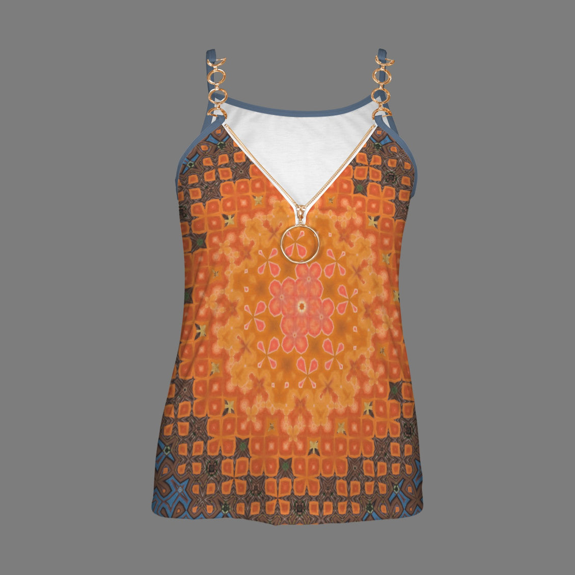 V Neck Chain Cami Orange Lily