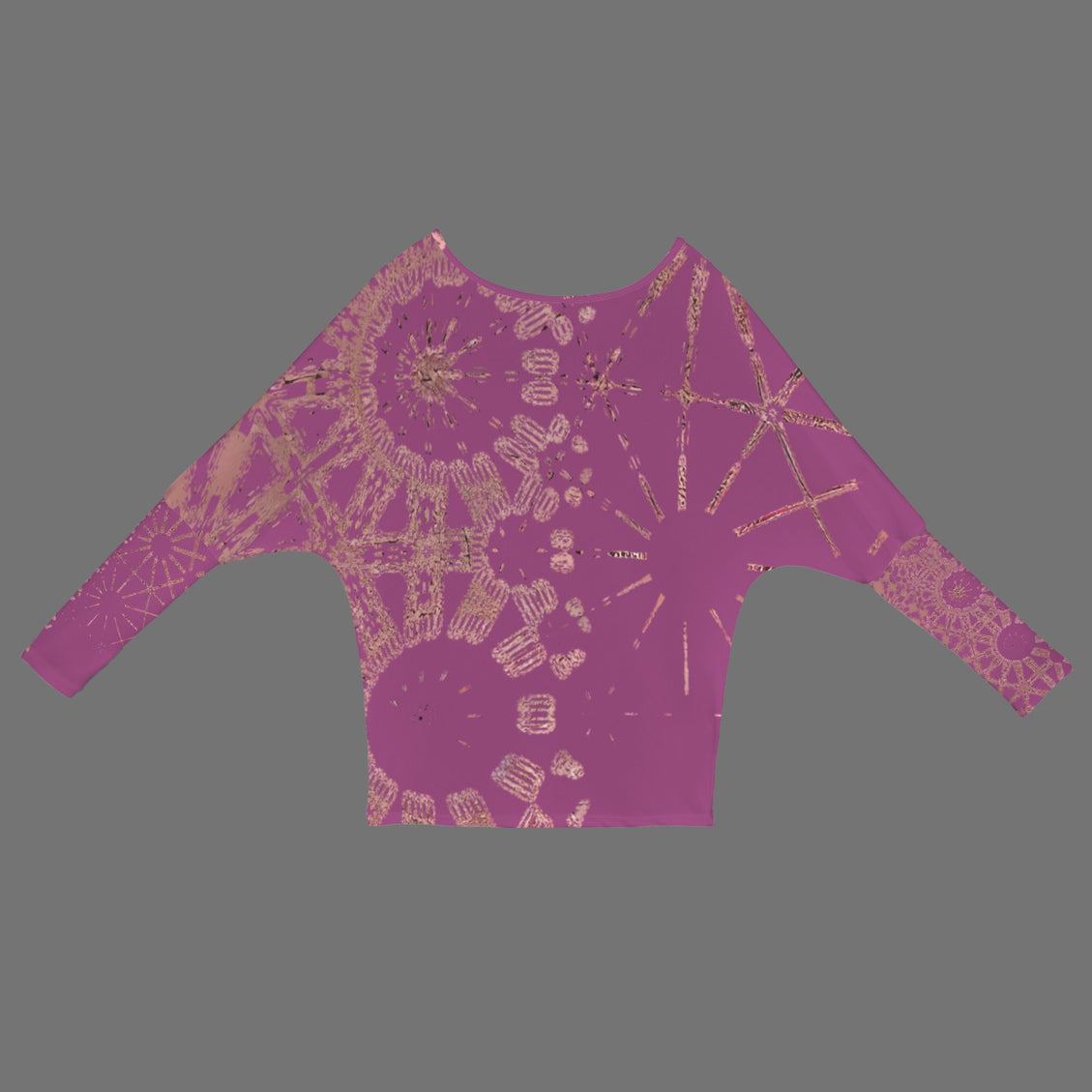 Batwing Sleeve Top Cranberry and Rose Gold Graphic