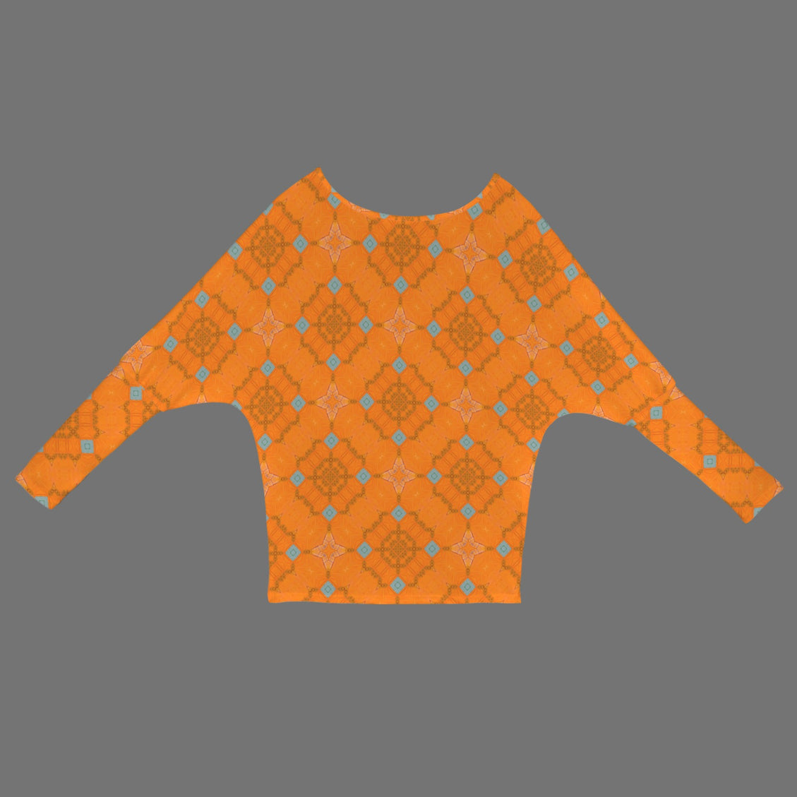 Batwing Long Sleeve Sweater Orange and Blue Butterfly