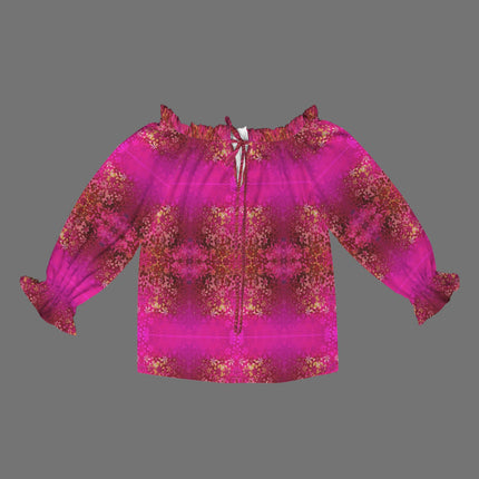 Off Shoulder Lantern Sleeve Blouse Orchids