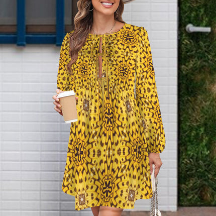 Long Sleeve Tie Front Tunic Butterfly