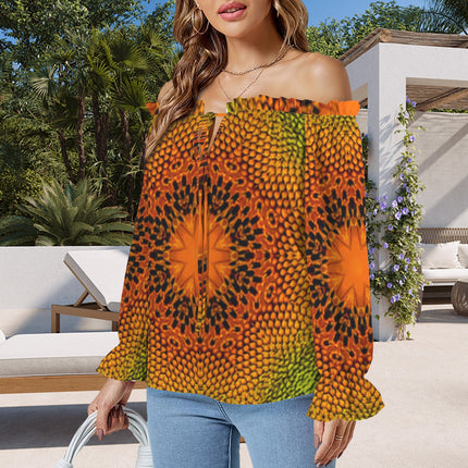 Off Shoulder Lantern Sleeve Blouse Sunflower Orange