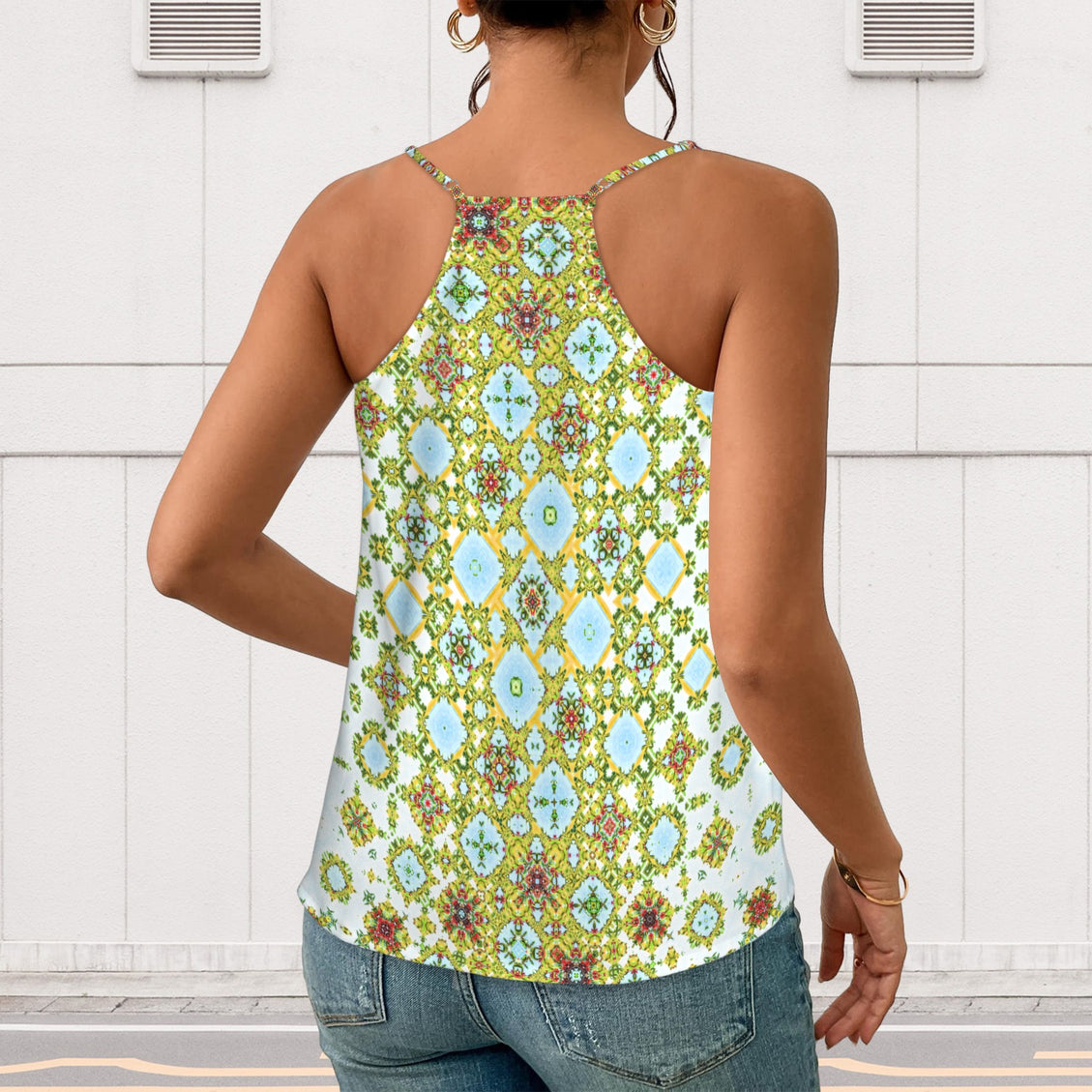 V Neck Cami Buffalo Berries Red Green Yellow Blue