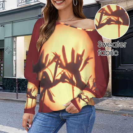 Batwing Long Sleeve Top Red Aster Sunset