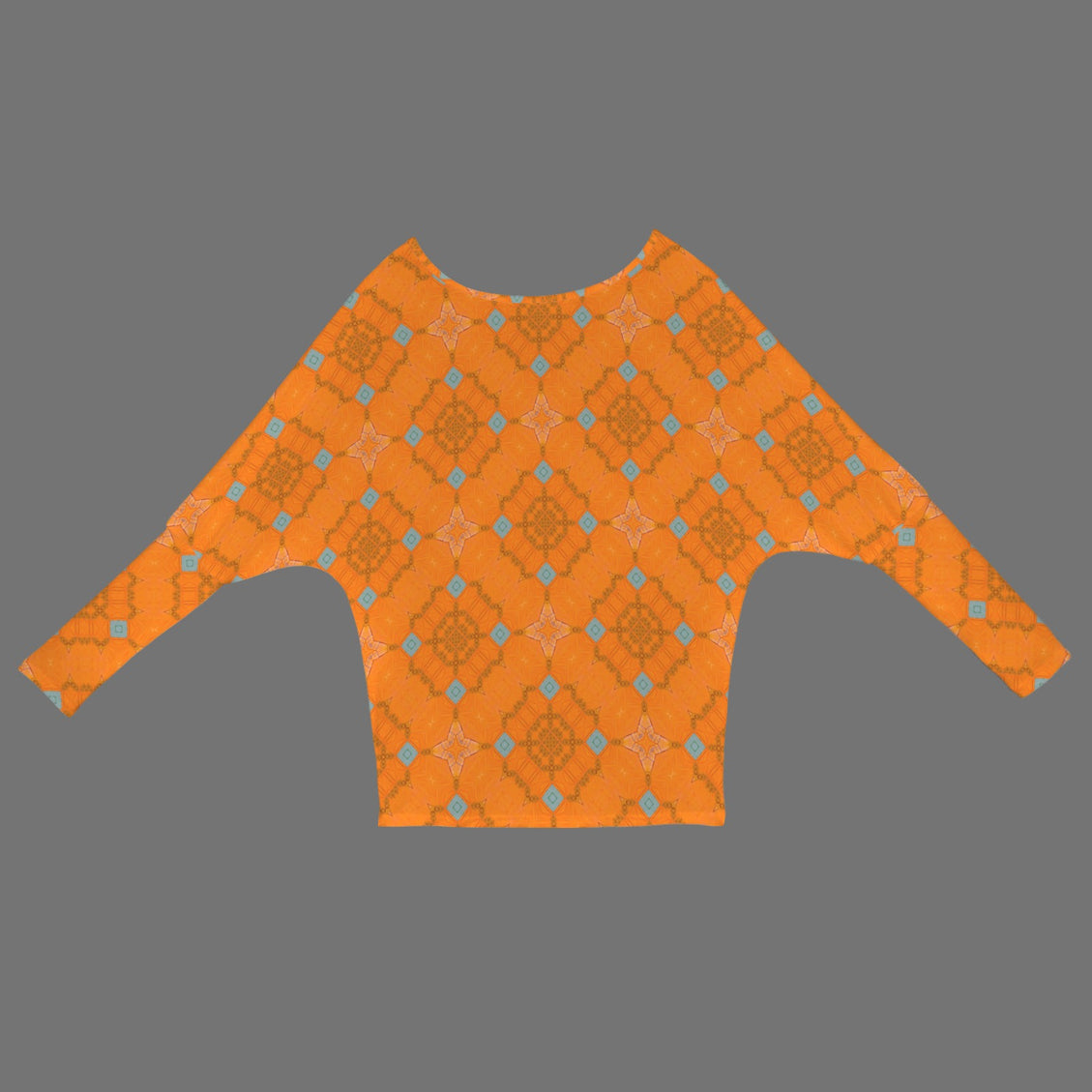 Batwing Long Sleeve Sweater Orange and Blue Butterfly