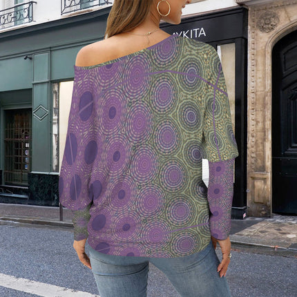 Batwing Long Sleeve Top Green Purple