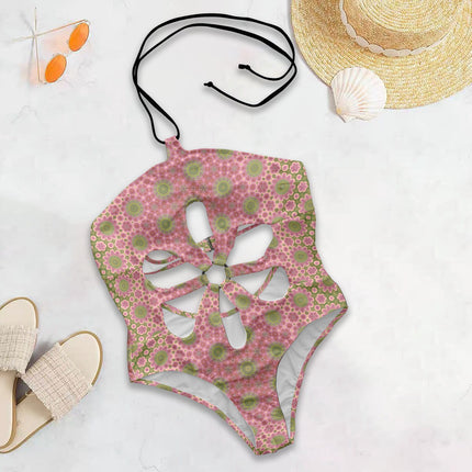 Flower Cut Out One Piece Swimsuit Cactus in Bloom