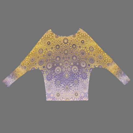 Batwing Long Sleeve Top Purple & Gold