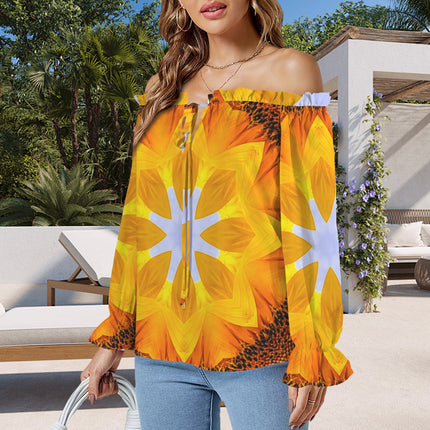 Off Shoulder Lantern Sleeve Blouse Sunflower Yellow