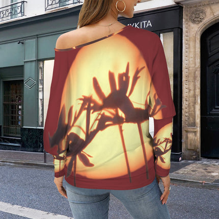 Batwing Long Sleeve Top Red Aster Sunset