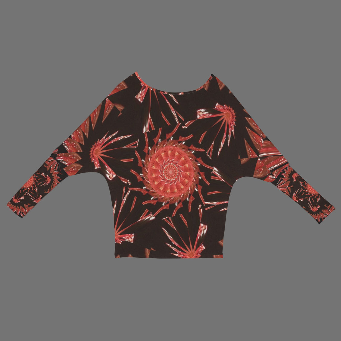 Batwing Long Sleeve Top Red Orange Glass