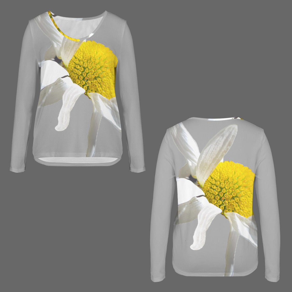 V Neck Long Sleeve Sweater Daisy Gray