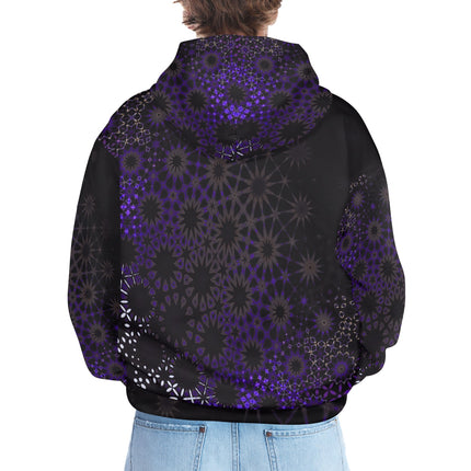 Men's Hoodie Black and Purple Abstract