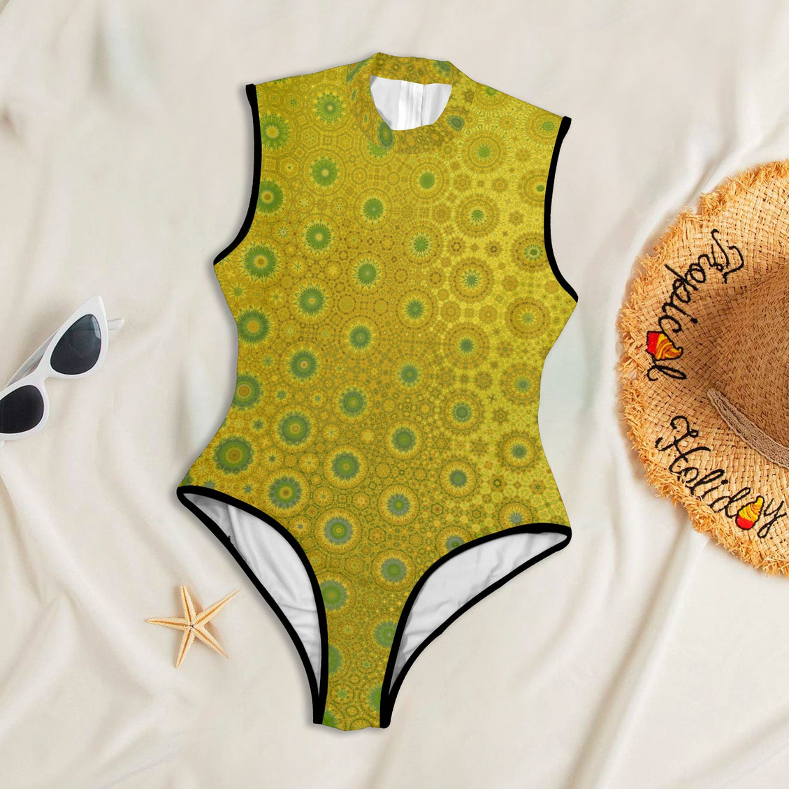 One Piece Back Zip Paddlesuit Green Gold Ombre