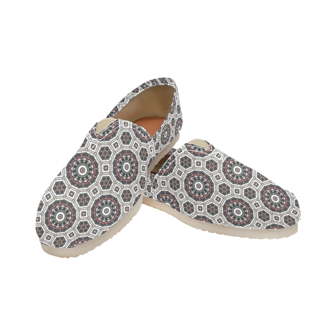 Espadrilles Canvas Carnival Tile Gray and Burgundy