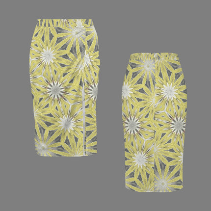 Ruched Drawstring Skirt Daisy Yellow