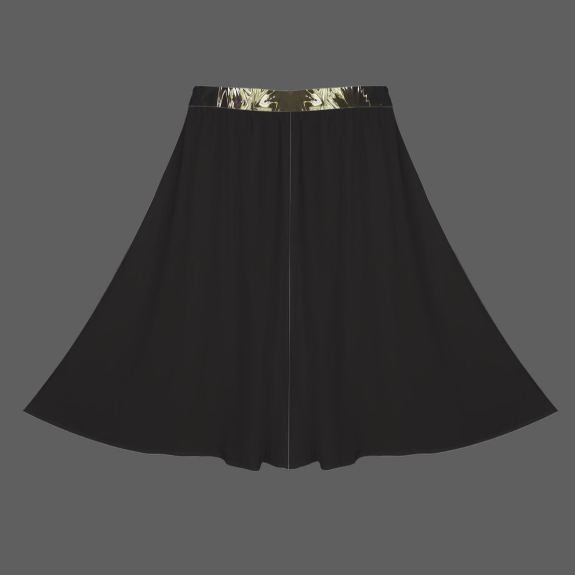 A Line Elastic Waist Skirt with Pockets Green Glass Medallion