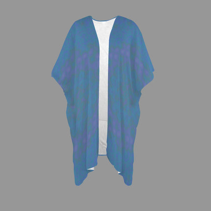 Cover Up Long Kimono Blue Green Lavendar Watercolor