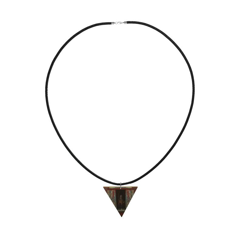 Horse in Red Barn by JVH Inverted Triangle Wood Necklace